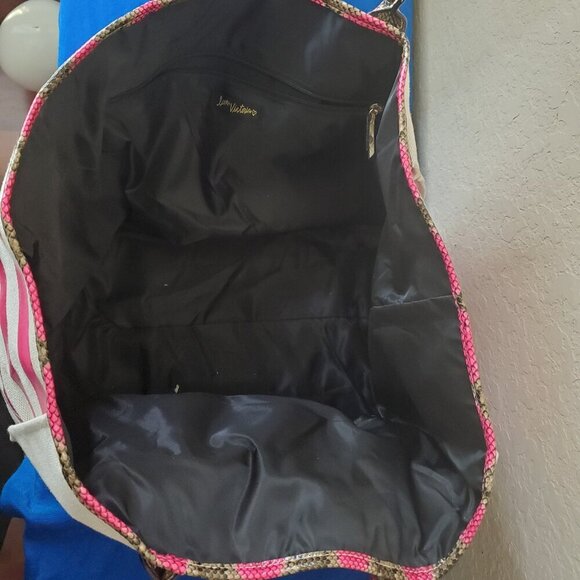 Victoria's Secret Angel City Pink Snake Pattern Canvas Tote Bag - Picture 6 of 8